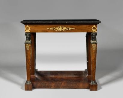 A rectangular mahogany and mahogany veneer...