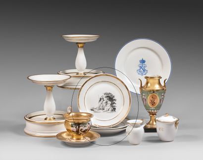 PARIS A set of three porcelain plates with...
