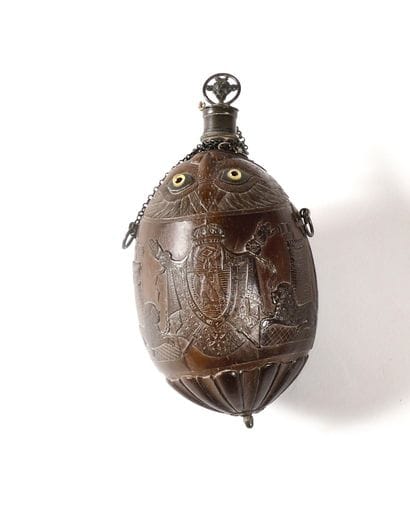 SMALL GOURDE. Coconut nicely carved in the...