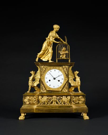 Gilded bronze CLOCK representing 