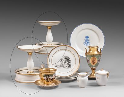 PARIS Pair of white and gold porcelain cups...
