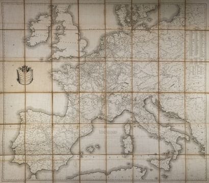 CARTE TOILEE DES ROUTES DES POSTES DE L'EMPIRE...