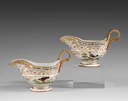 
BRUSSELS Two rare oval porcelain sauce boats...