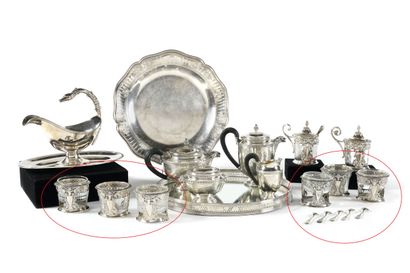 SET OF SIX SALES TANKS with openwork decoration...