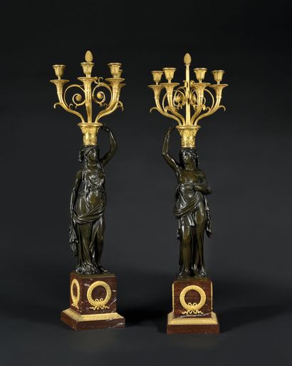 
A PAIR OF CANDELABRES AFTER A MODEL BY FRANÇOIS...