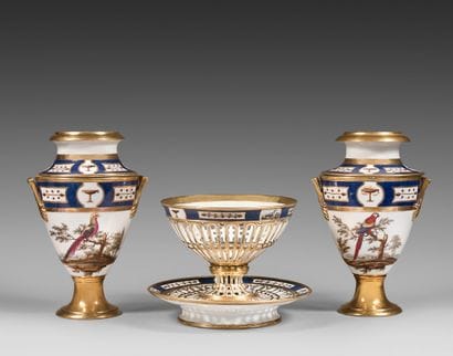 PARIS, HALLEY, PORCELAIN MERCHANT, Pair of...