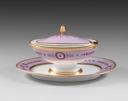 
SÈVRES Covered oval sugar bowl on adjoining...