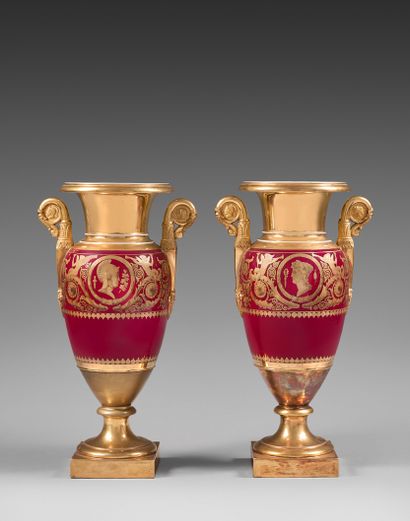 PARIS A pair of porcelain baluster vases...