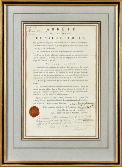 SET OF FOUR FRAMES: -BY THE KING. Decree...
