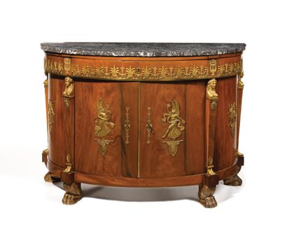
A mahogany, mahogany veneer and partially...