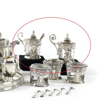 TWO silver MOUTARDIERS with openwork decoration...