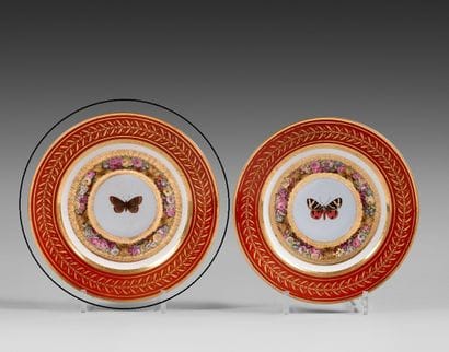 SÈVRES Porcelain plate from the Marly rouge...