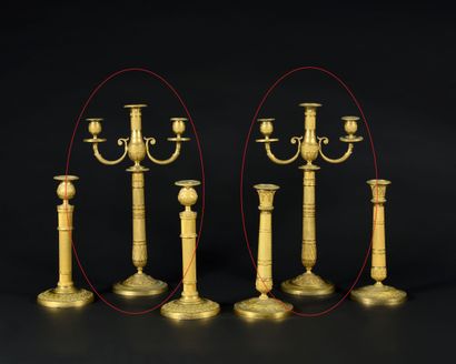 -PAIRE DE BOUGEOIRS FORMANT CANDELABRES en...