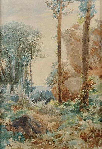Auguste ALLONGE (Paris 1833 - Marlotte 1898)
Sous-bois...