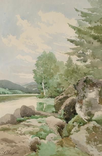 Auguste ALLONGE (Paris 1833 - Marlotte 1898)
Rochers...