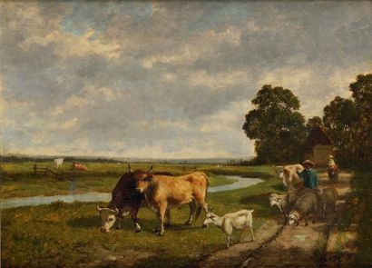 René MÉNARD (1861 - 1930)
Berger et son troupeau...