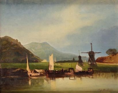 Eugène DESHAYES (1828 - 1890)
Barques à voiles...