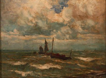 Franz COURTENS Ecole belge XIXe
Marine Huile...