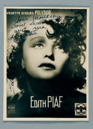 STUDIO PIAZ PORTRAIT DÉDICACÉ D'EDITH PIAF,...