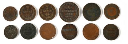 LOT de pièces de monnaie : 1) 5 kopeks 1876....