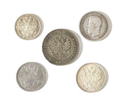 LOT de pièces de monnaie : 1) 25 kopeks 1896....