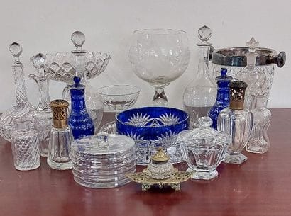 SET of glassware including carafes, champagne...
