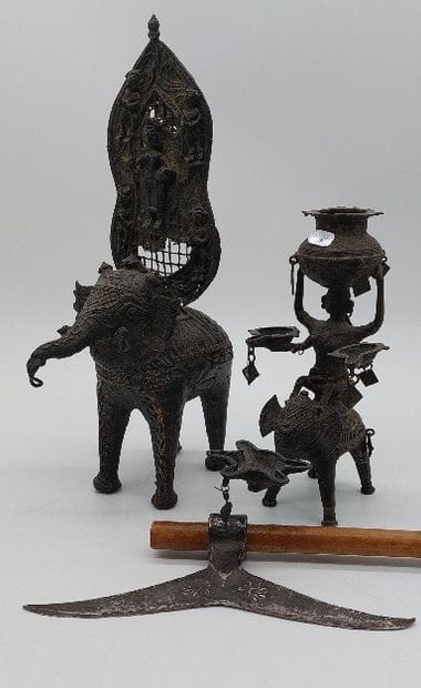BASTAR 

Two lost wax bronzes decorated with...
