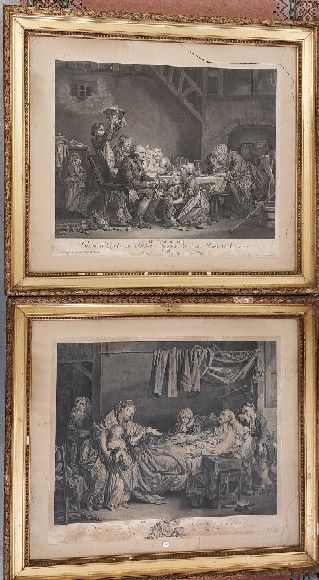Paire de GRAVURES encadrées : 