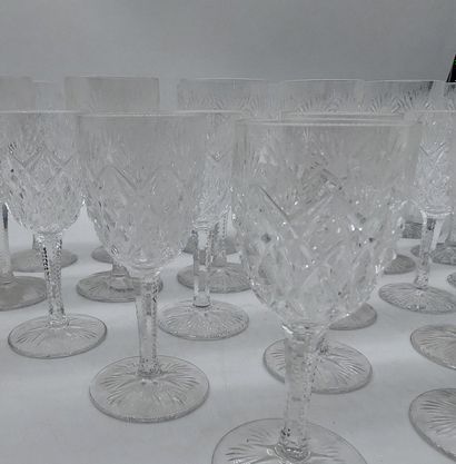 Cut crystal glass set including 12 wine glasses...