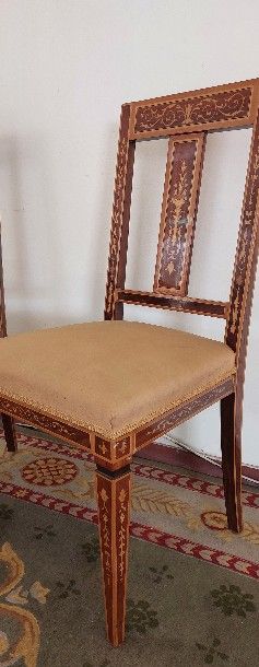Paire de CHAISES en marqueterie de palissandre...