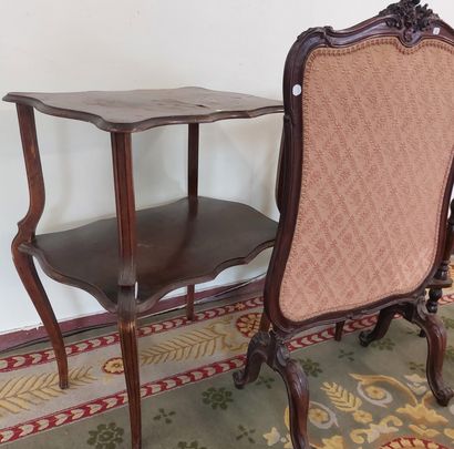DESSERTE ART NOUVEAU en placage d'acajou...