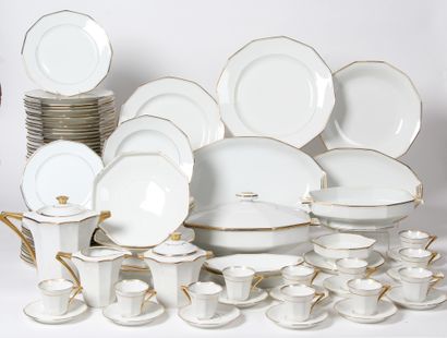LIMOGES FRANCE, white porcelain service of...