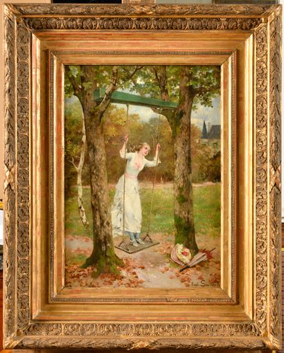 Noël SAUNIER (1847-1890)
The swing
Oil on...