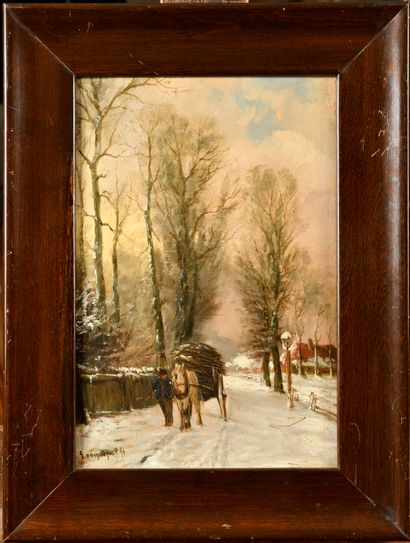 Louis APOL (1850-1936)
Charette in a snowy...