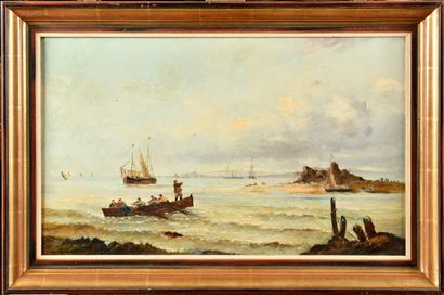 A.BUDIN (XIX)
Departure for fishing
Oil on...