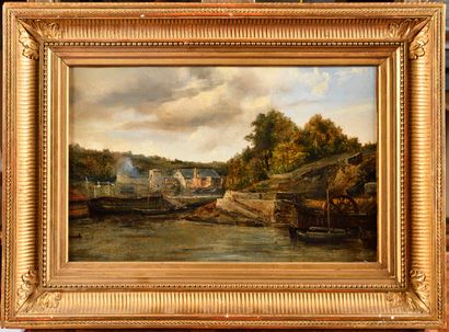 FRENCH SCHOOL AROUND 1830
View of a port...