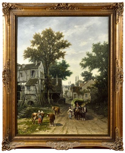 Léon LÉGAT (1829-?)
Animated village street...
