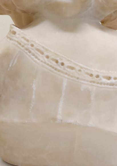YOUNG GIRL WITH ALPHABET 
Alabaster 
Signature...