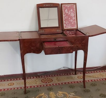 COIFFEUSE in marquetry, two drawers in the...