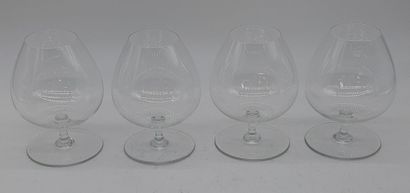 BACCARAT
Four Cognac glasses
Stamped
H :...