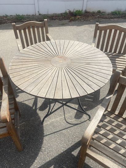 GARDEN FURNITURE including:
- 4 teak armchairs,...