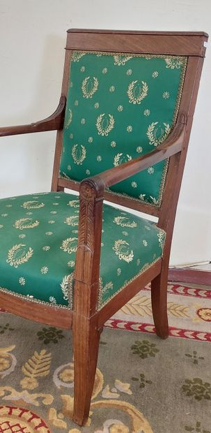 Mahogany armchair with high straight back,...