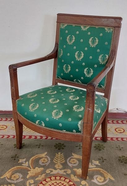 Mahogany armchair with high straight back,...