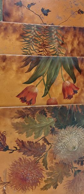 FOUR GIGOGNE TABLES in lacquered wood decorated...