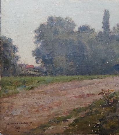 D. MAILLART 
Riverside landscape 
Oil on...