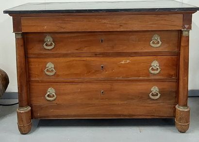 walnut and walnut veneer COMMODE, four drawers,...