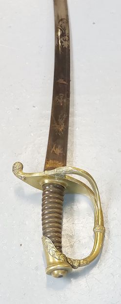 Gilded bronze and horn SABRE handle, blued...