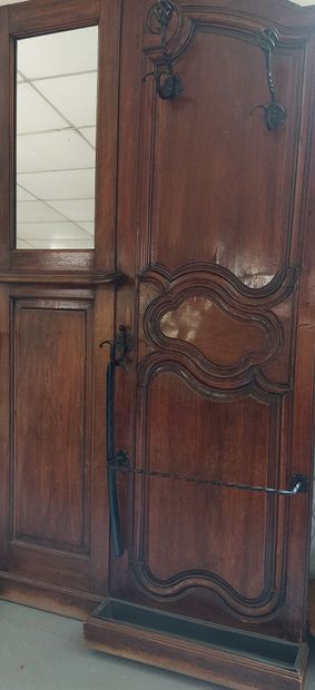 LARGE VESTIARY in natural wood, six coat...