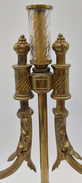 bronze CHANDELIER, Baccarat pendants and...