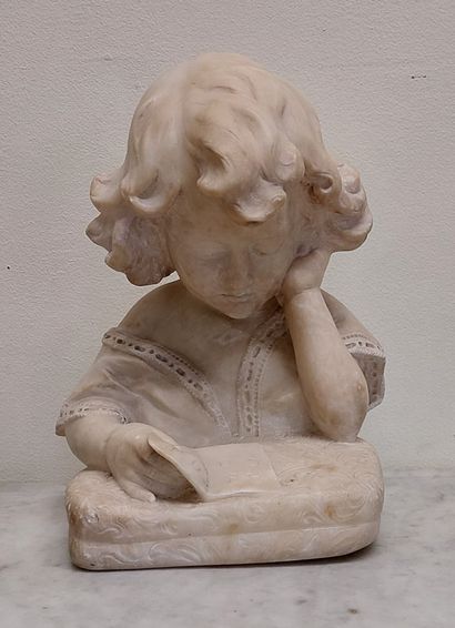 YOUNG GIRL WITH ALPHABET 
Alabaster 
Signature...